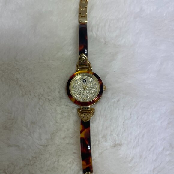 NWOT Beautiful Adrienne Vittadini Woman's Watch 8" Two-toned Gold/Tortoiseshell - Picture 5 of 7